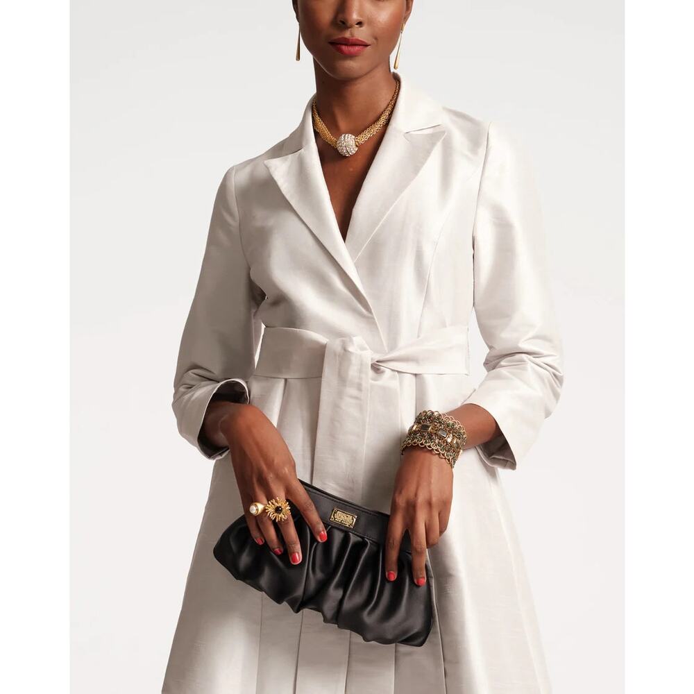 Frances Valentine Nora Clutch Satin ~ Black - Picture 2 of 9